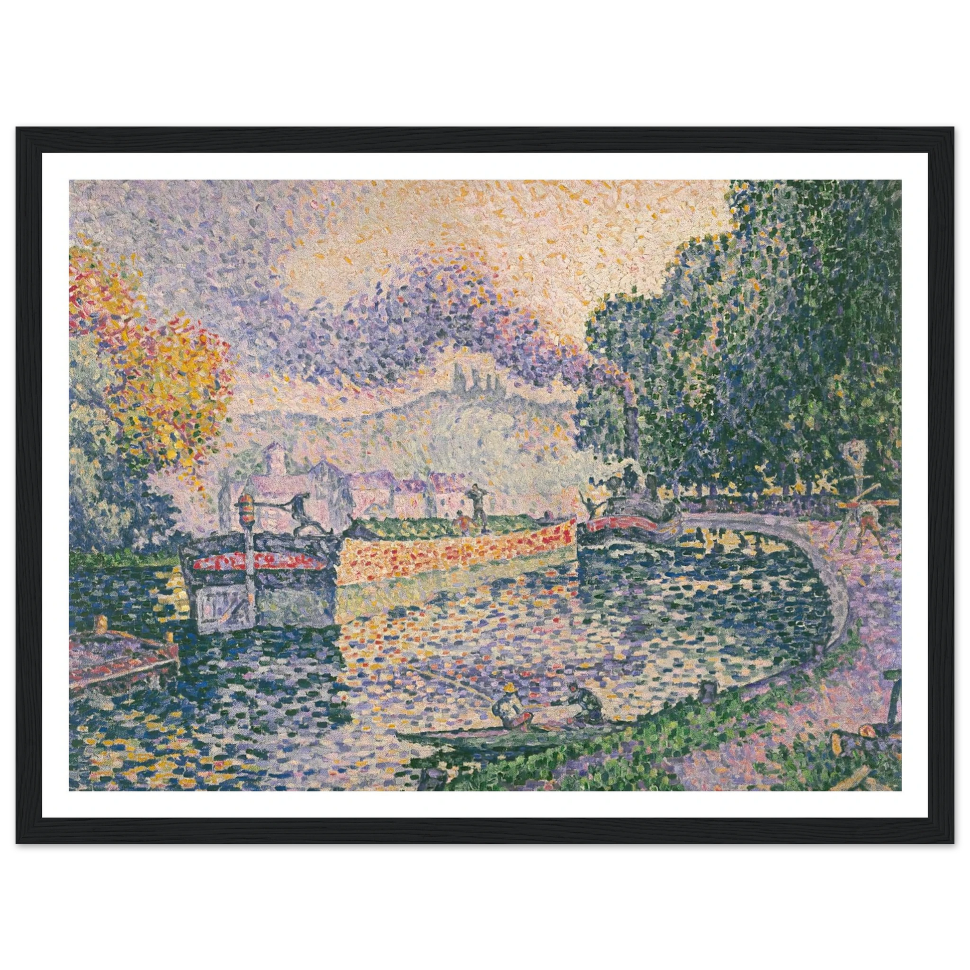 The Tugboat, Canal in Samois (1901) Art Print | Paul Signac - Framed Poster - 30x40 cm / 12x16″ - Black frame