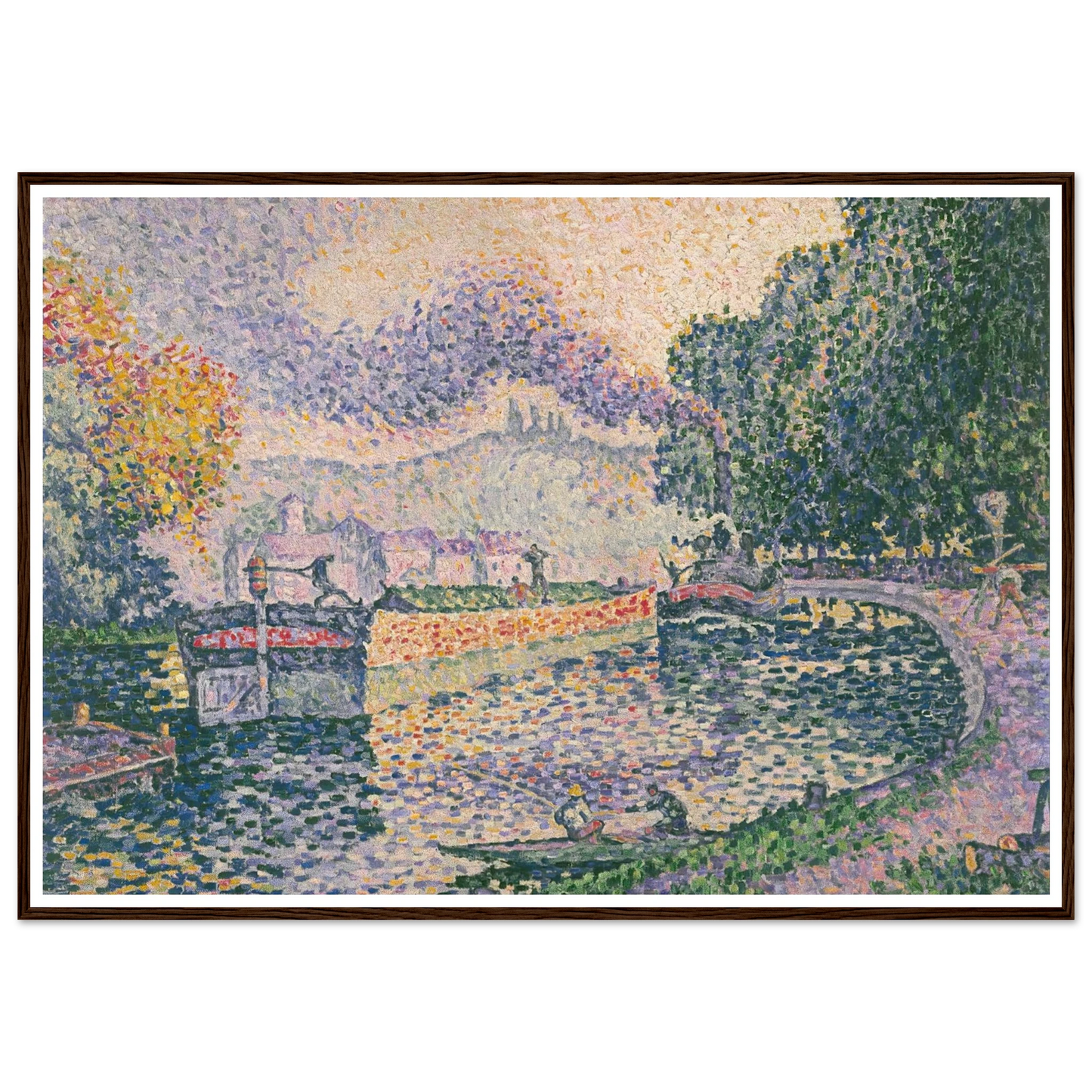 The Tugboat, Canal in Samois (1901) Art Print | Paul Signac - Framed Poster - 30x40 cm / 12x16″ - Black frame