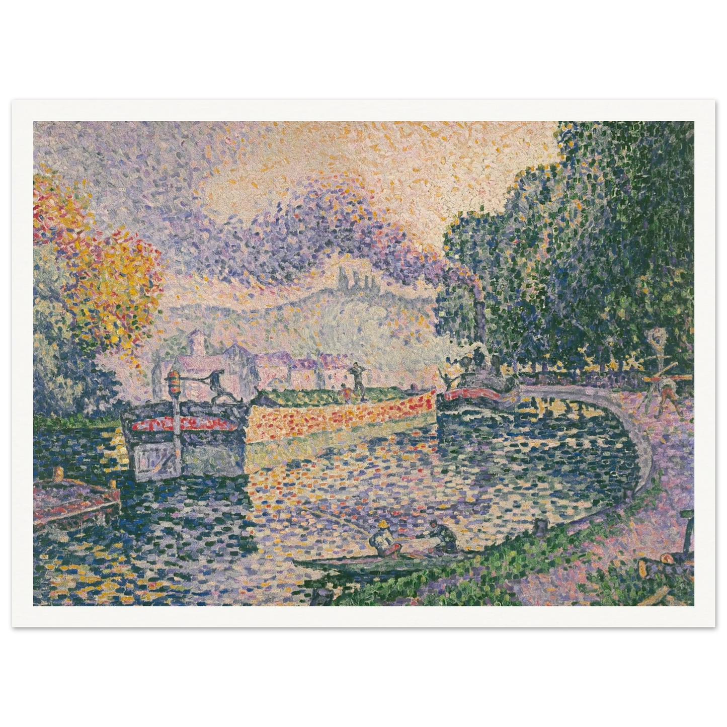 The Tugboat, Canal in Samois (1901) Art Print | Paul Signac - Framed Poster - 30x40 cm / 12x16″ - Black frame