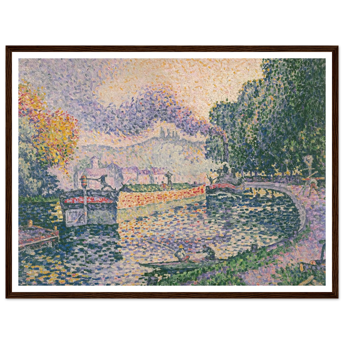 The Tugboat, Canal in Samois (1901) Art Print | Paul Signac - Framed Poster - 30x40 cm / 12x16″ - Black frame