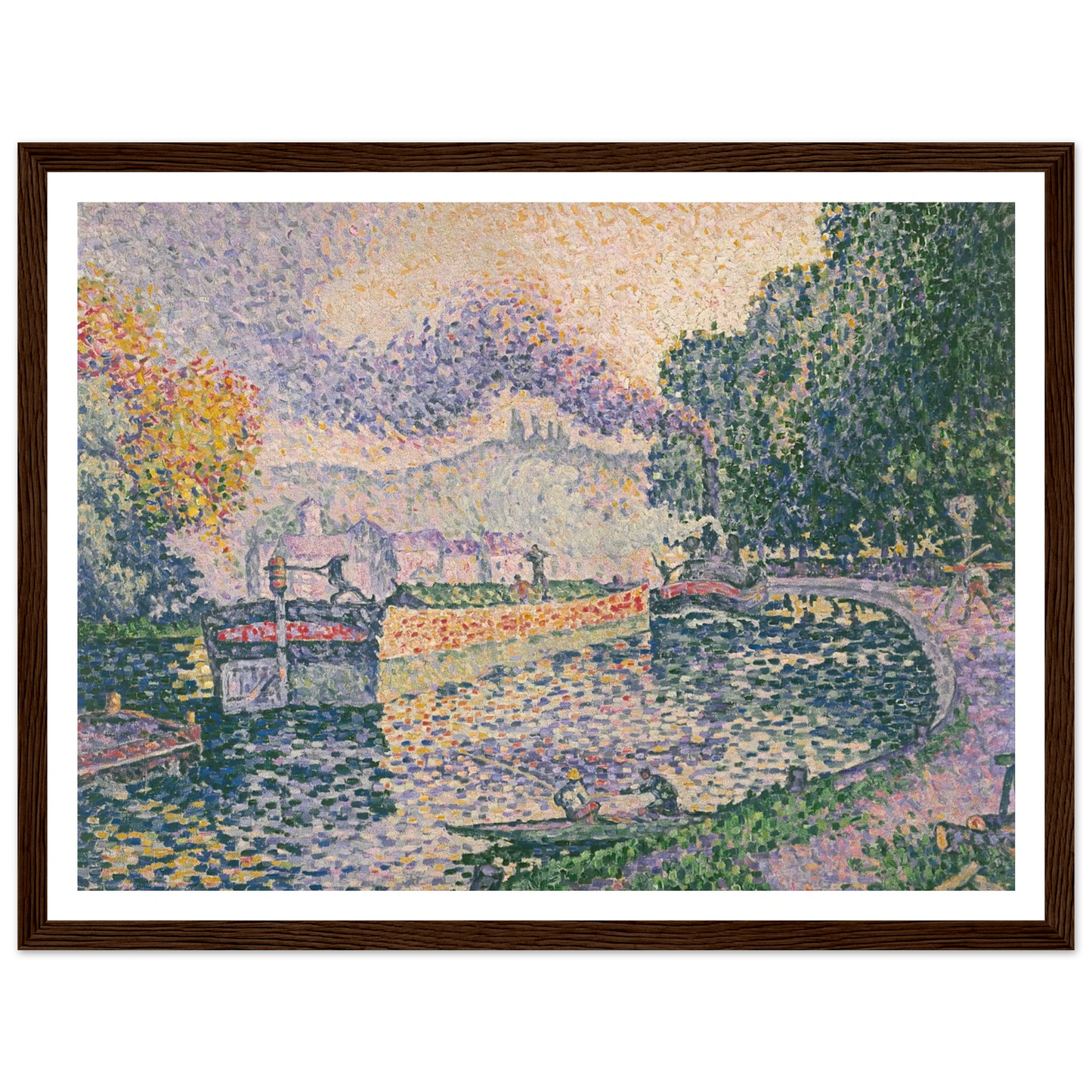 The Tugboat, Canal in Samois (1901) Art Print | Paul Signac - Framed Poster - 30x40 cm / 12x16″ - Black frame