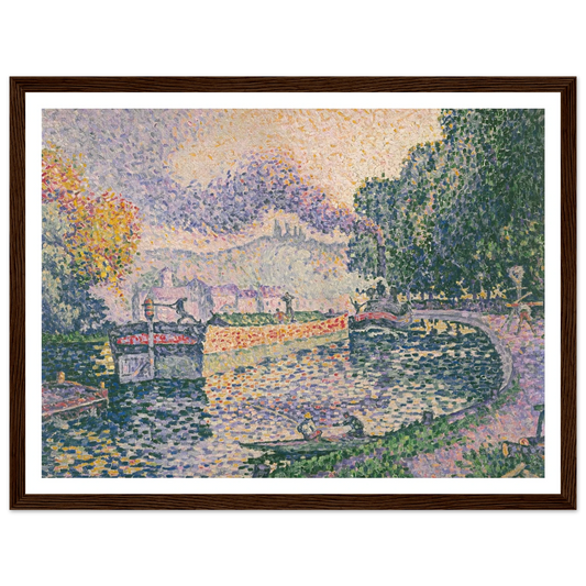 The Tugboat, Canal in Samois (1901) Art Print | Paul Signac - Framed Poster - 30x40 cm / 12x16″ - Black frame