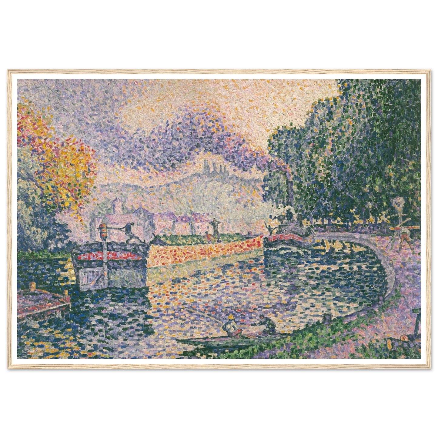 The Tugboat, Canal in Samois (1901) Art Print | Paul Signac - Framed Poster - 30x40 cm / 12x16″ - Black frame