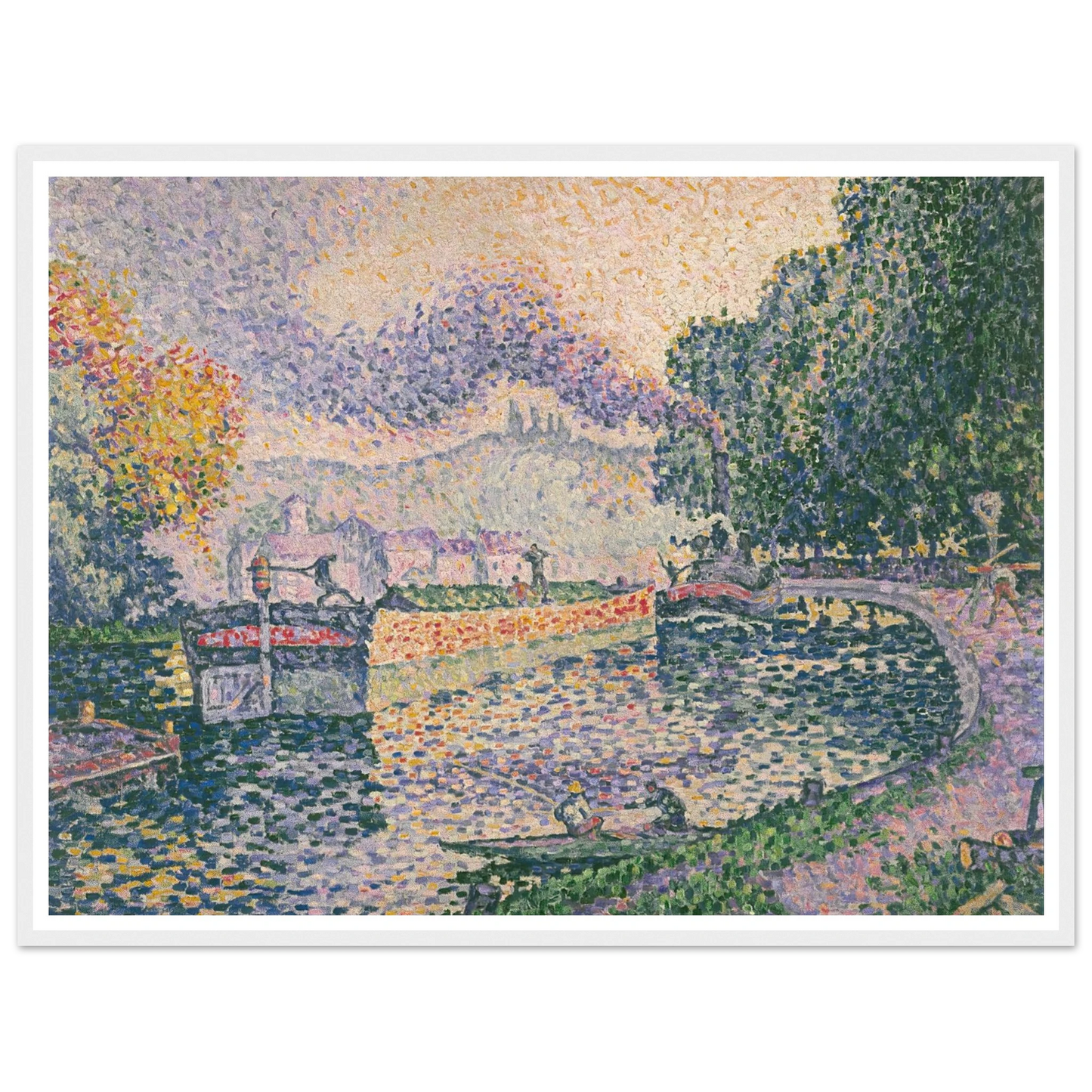 The Tugboat, Canal in Samois (1901) Art Print | Paul Signac - Framed Poster - 30x40 cm / 12x16″ - Black frame