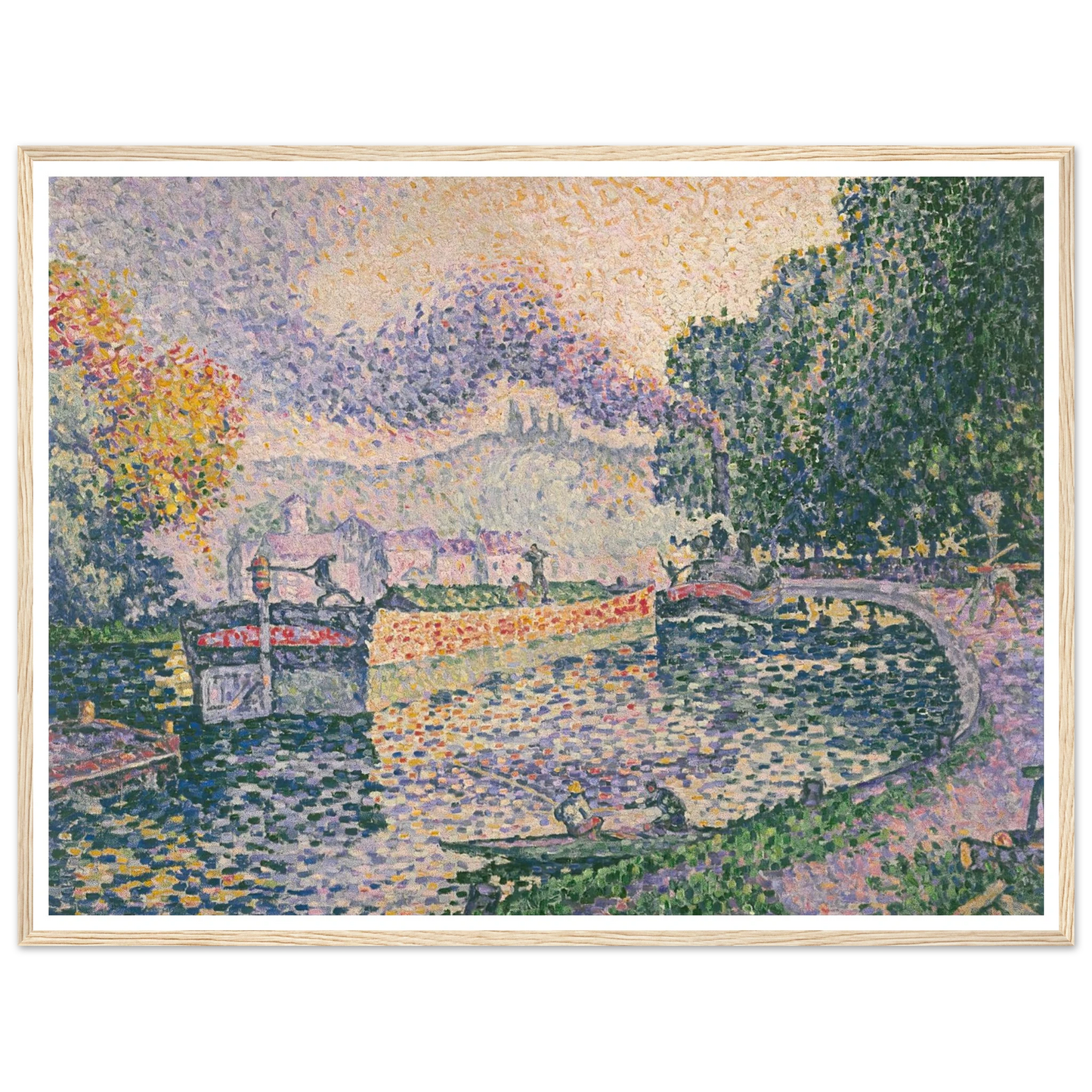The Tugboat, Canal in Samois (1901) Art Print | Paul Signac - Framed Poster - 30x40 cm / 12x16″ - Black frame