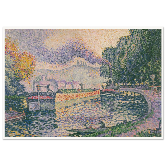 The Tugboat, Canal in Samois (1901) Art Print | Paul Signac - Framed Poster - 30x40 cm / 12x16″ - Black frame
