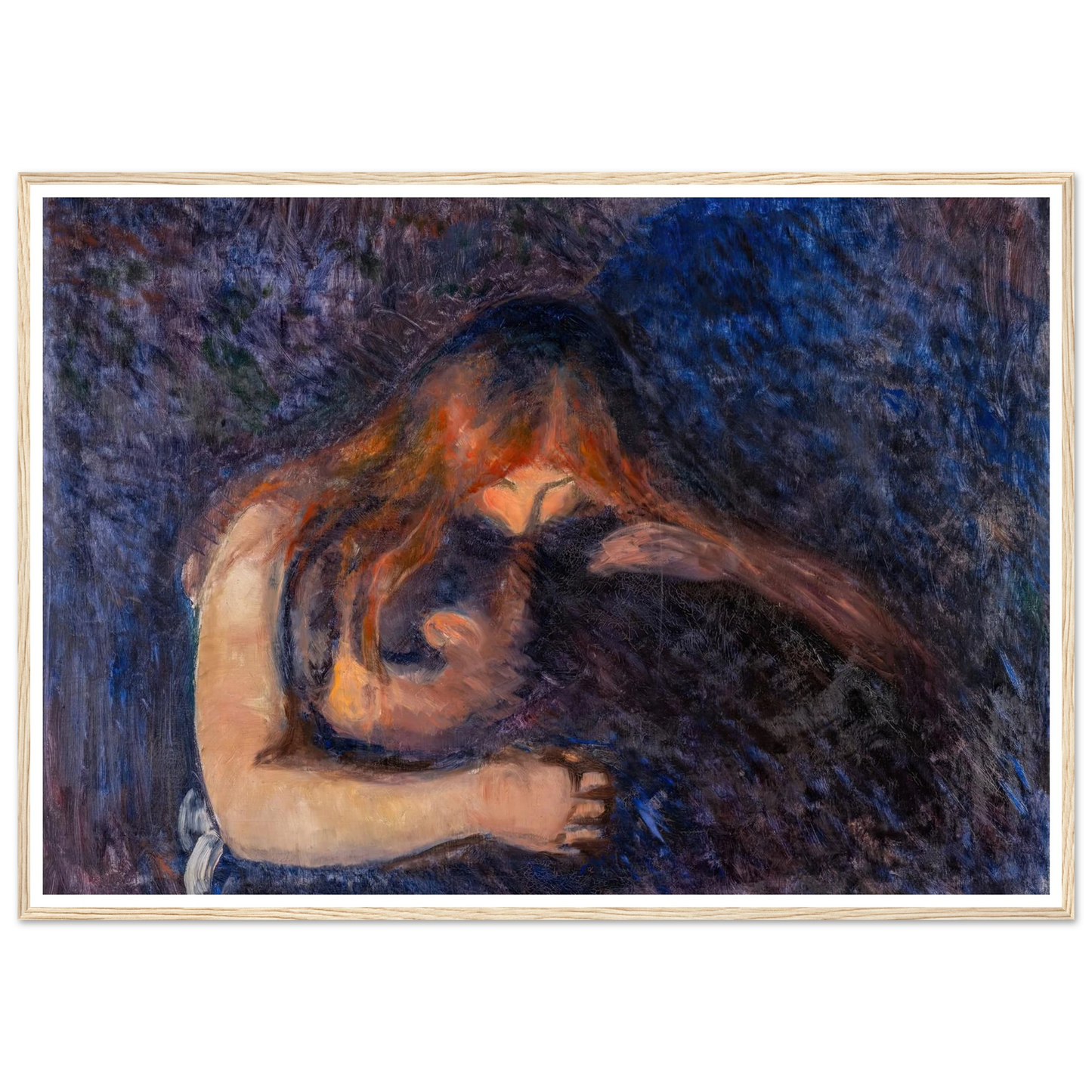 The Vampire (1893) Art Print | Edvard Munch - Framed Poster - 30x40 cm / 12x16″ - Black frame