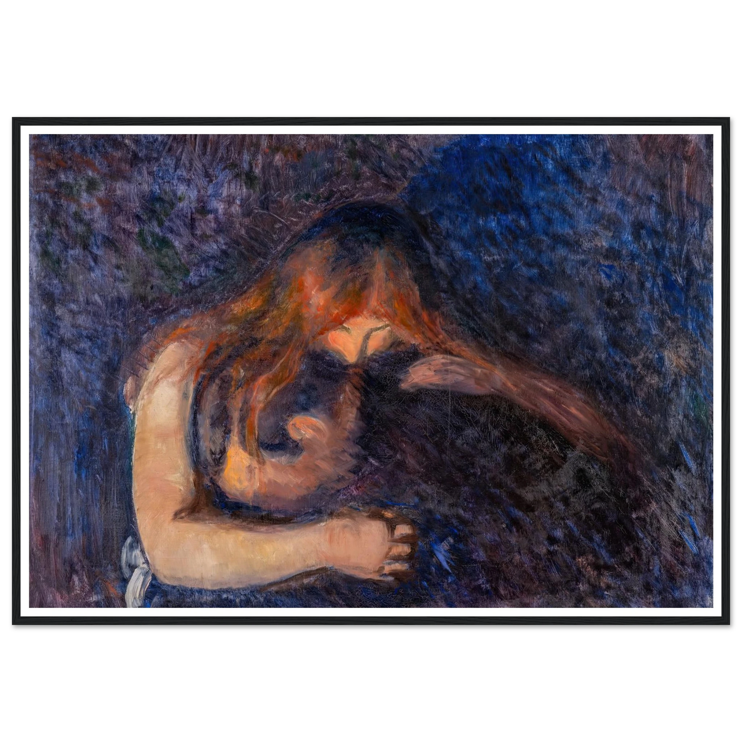 The Vampire (1893) Art Print | Edvard Munch - Framed Poster - 30x40 cm / 12x16″ - Black frame