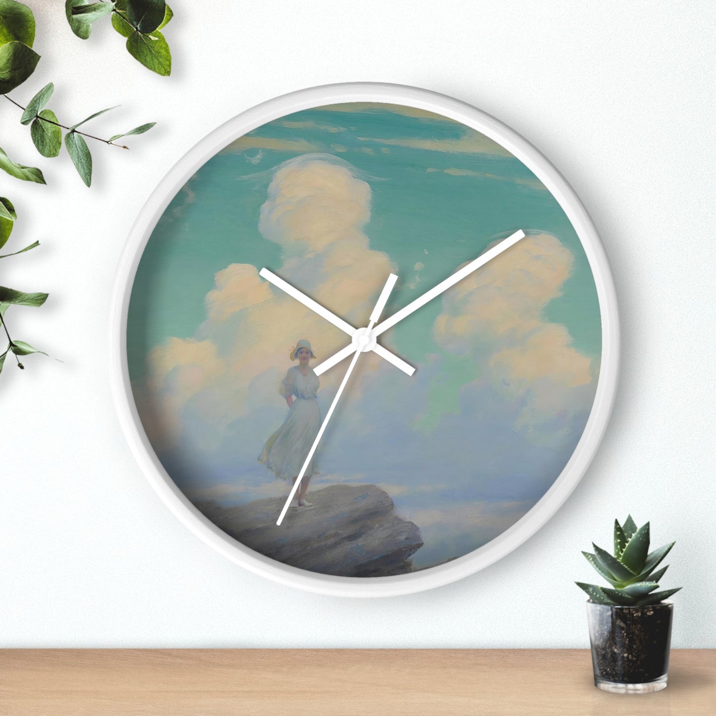 The Veiled Cloud Wall Clock | Charles Courtney Curran - White - White Base - 10"