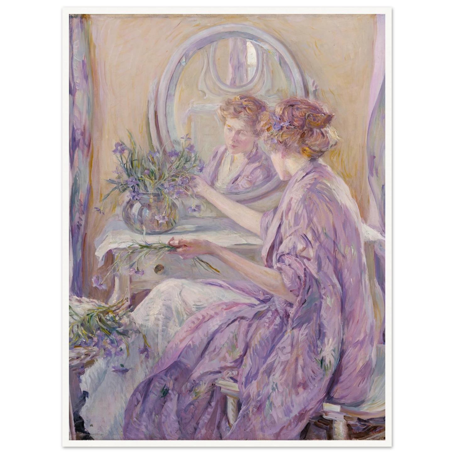 The Violet Kimono (ca. 1910) Art Print | Robert Reid - Framed Poster - 30x40 cm / 12x16″ - Black frame
