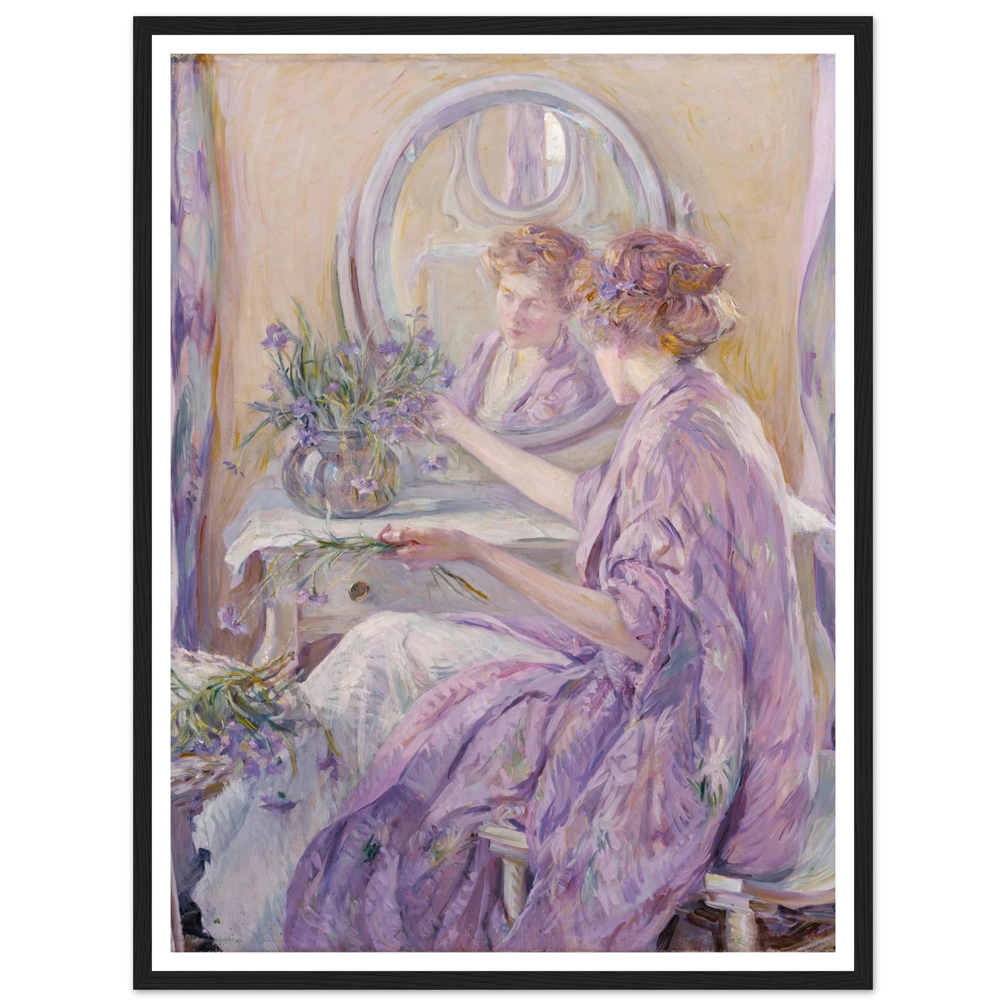 The Violet Kimono (ca. 1910) Art Print | Robert Reid - Framed Poster - 30x40 cm / 12x16″ - Black frame
