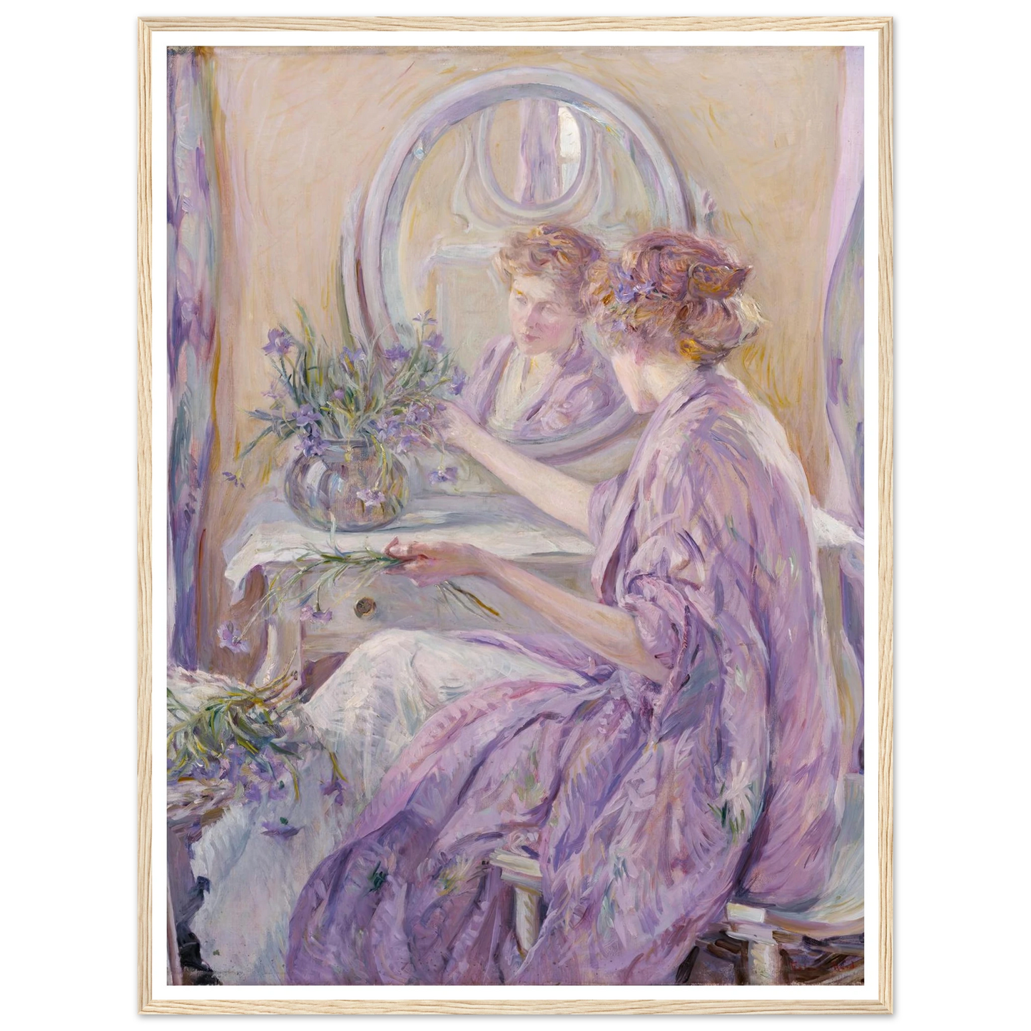 The Violet Kimono (ca. 1910) Art Print | Robert Reid - Framed Poster - 30x40 cm / 12x16″ - Black frame