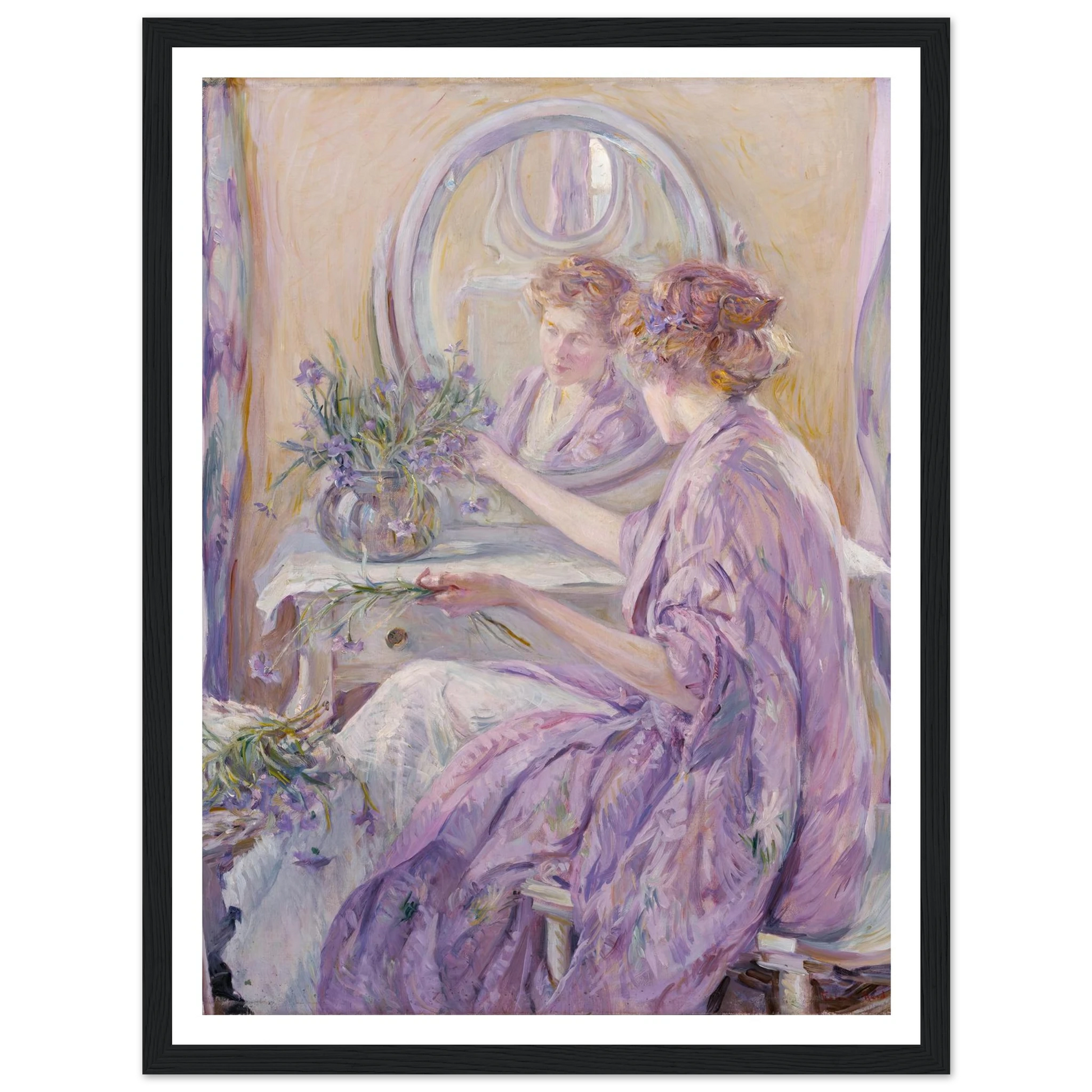 The Violet Kimono (ca. 1910) Art Print | Robert Reid - Framed Poster - 30x40 cm / 12x16″ - Black frame