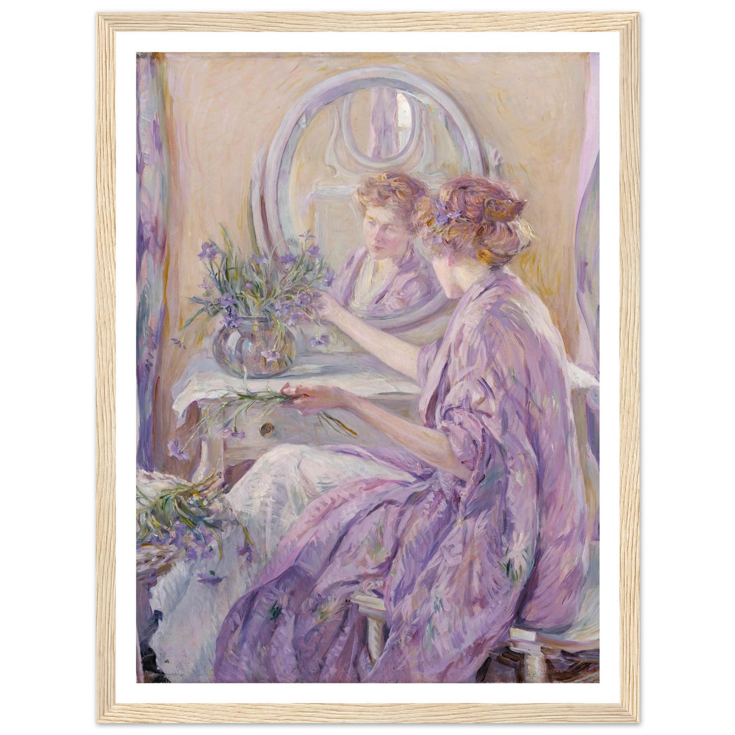 The Violet Kimono (ca. 1910) Art Print | Robert Reid - Framed Poster - 30x40 cm / 12x16″ - Black frame