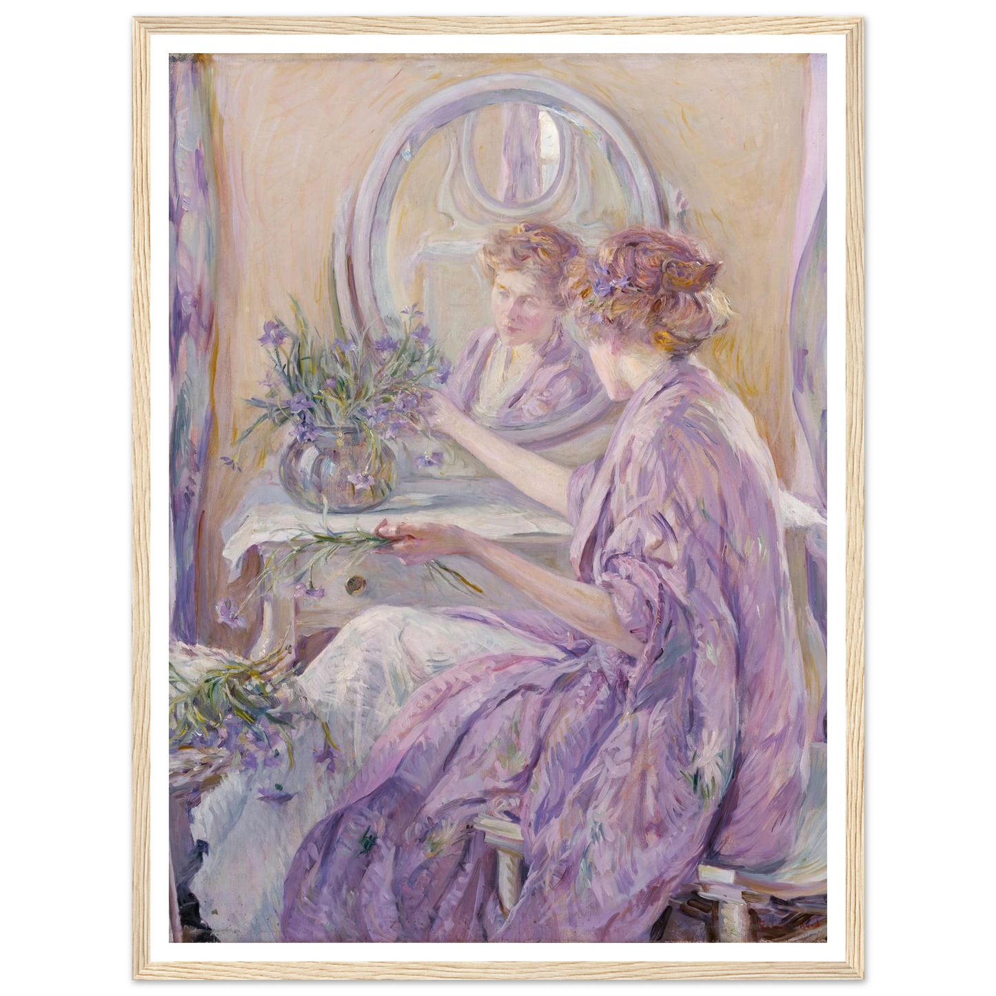 The Violet Kimono (ca. 1910) Art Print | Robert Reid - Framed Poster - 30x40 cm / 12x16″ - Black frame