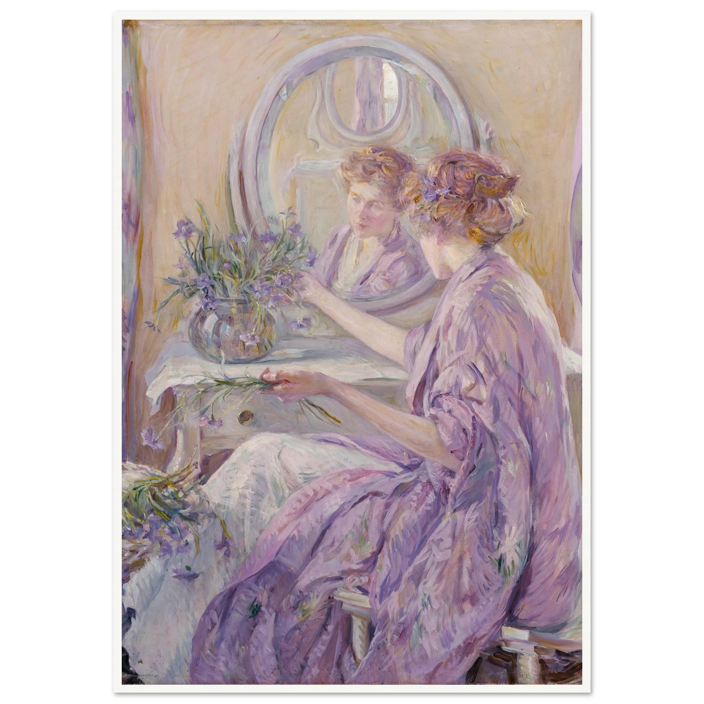 The Violet Kimono (ca. 1910) Art Print | Robert Reid - Framed Poster - 30x40 cm / 12x16″ - Black frame