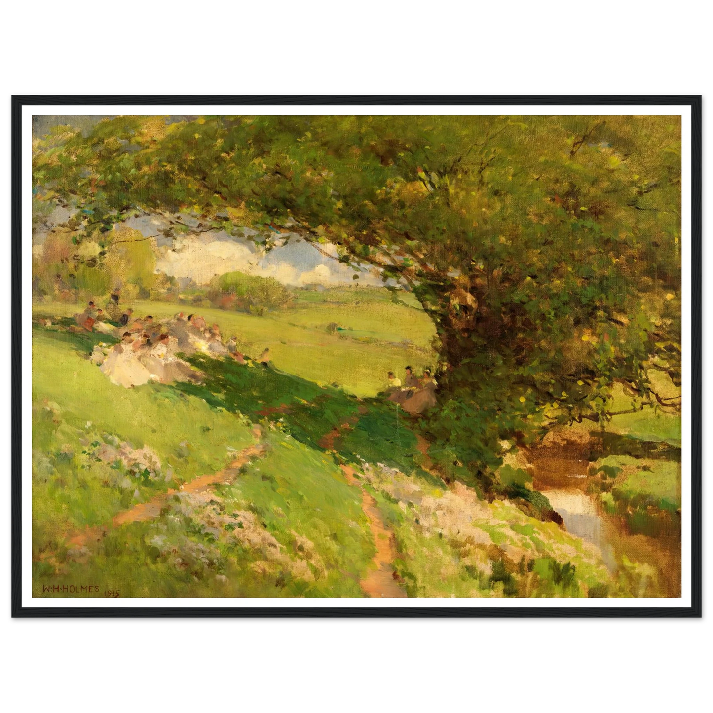 The Wanderlusters’ Rest (1915) Art Print | William Henry Holmes - Framed Poster - 30x40 cm / 12x16″ - Black frame