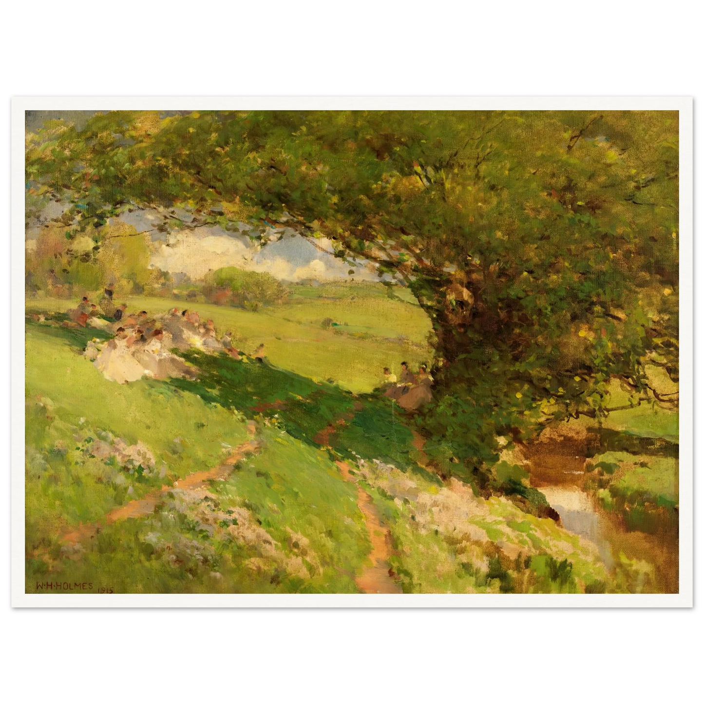 The Wanderlusters’ Rest (1915) Art Print | William Henry Holmes - Framed Poster - 30x40 cm / 12x16″ - Black frame