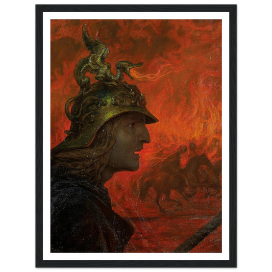 The War (1907) Art Print | Hans Thoma - Framed Poster - 30x40 cm / 12x16″ - Black frame