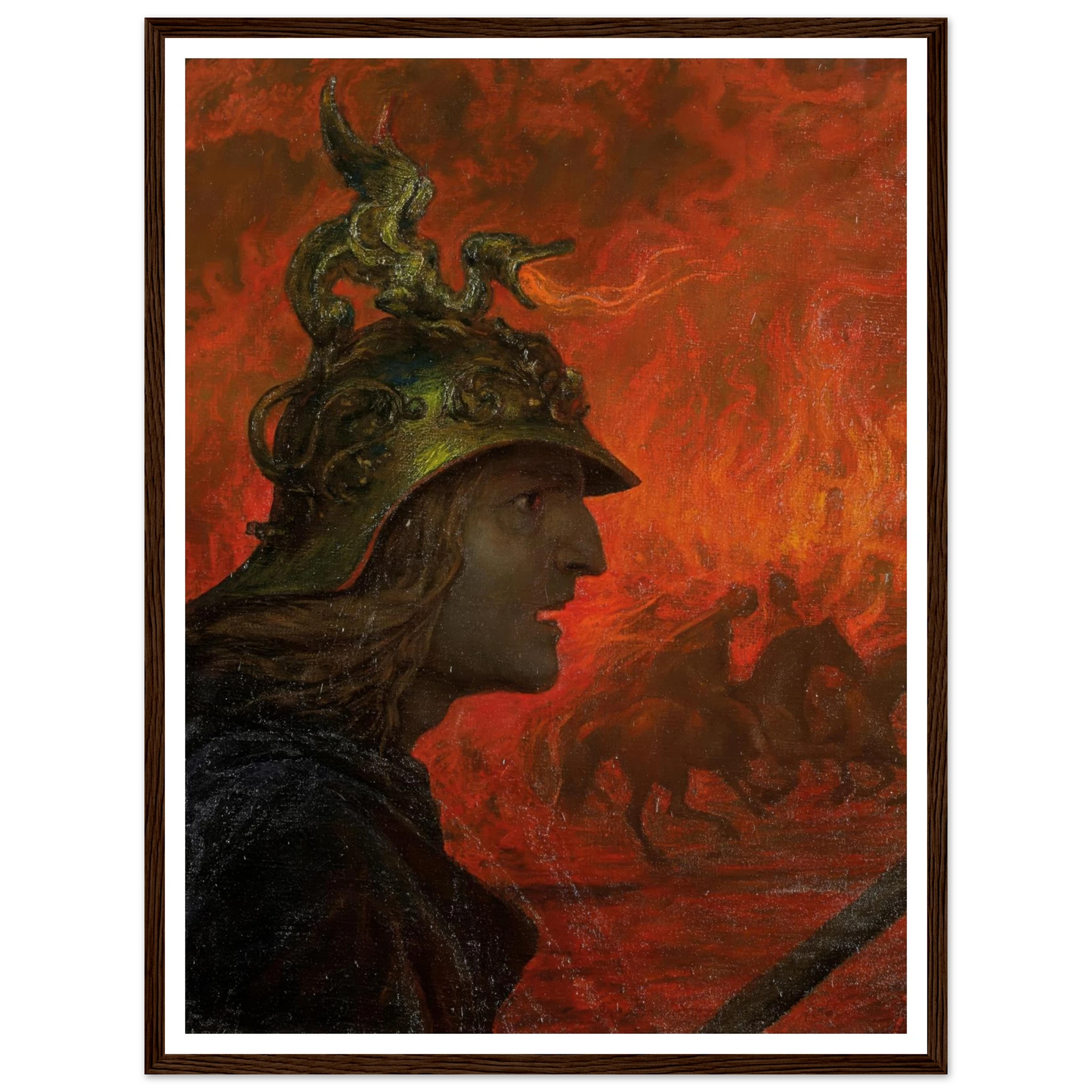 The War (1907) Art Print | Hans Thoma - Framed Poster - 30x40 cm / 12x16″ - Black frame