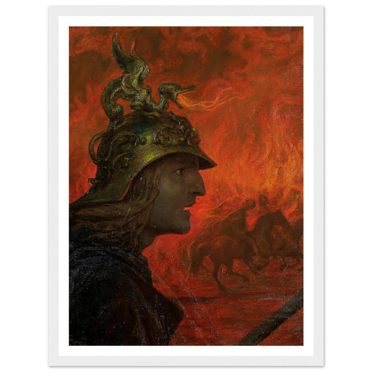 The War (1907) Art Print | Hans Thoma - Framed Poster - 30x40 cm / 12x16″ - Black frame