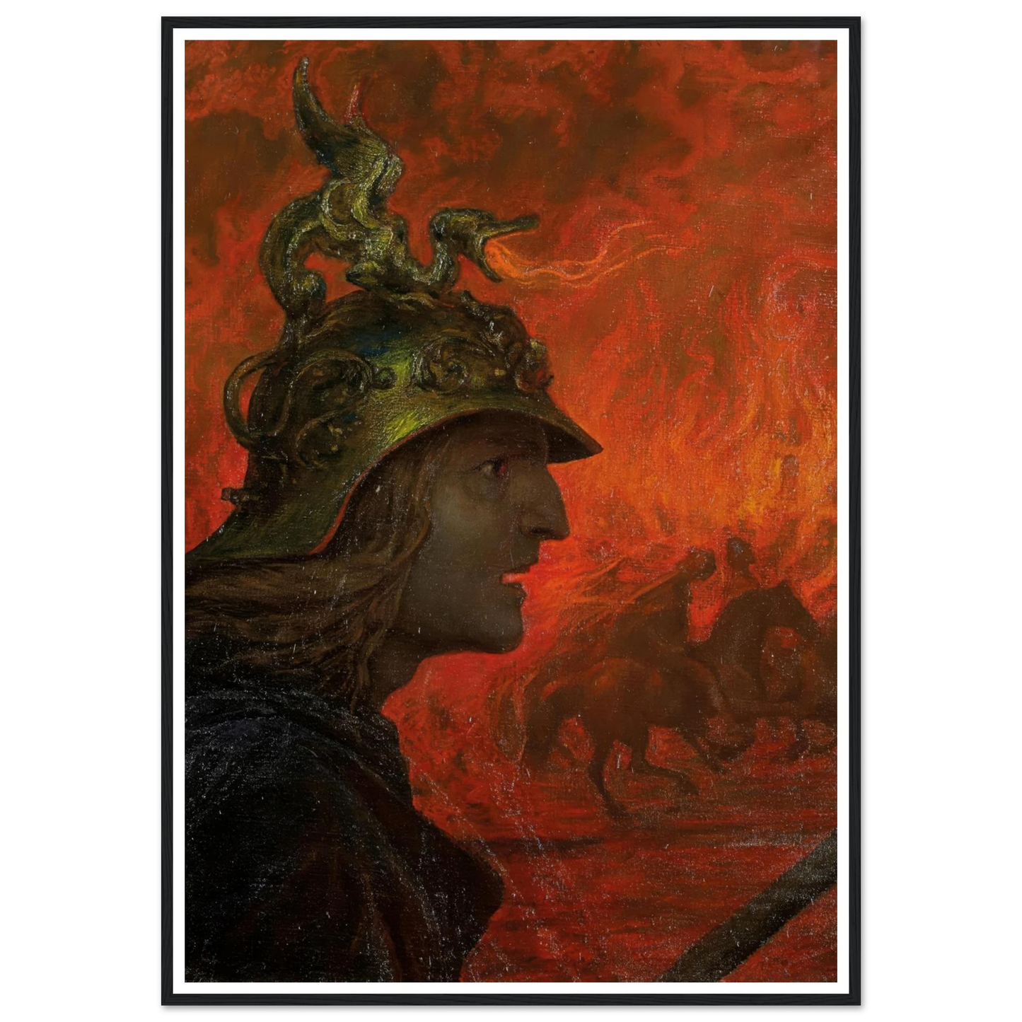 The War (1907) Art Print | Hans Thoma - Framed Poster - 30x40 cm / 12x16″ - Black frame