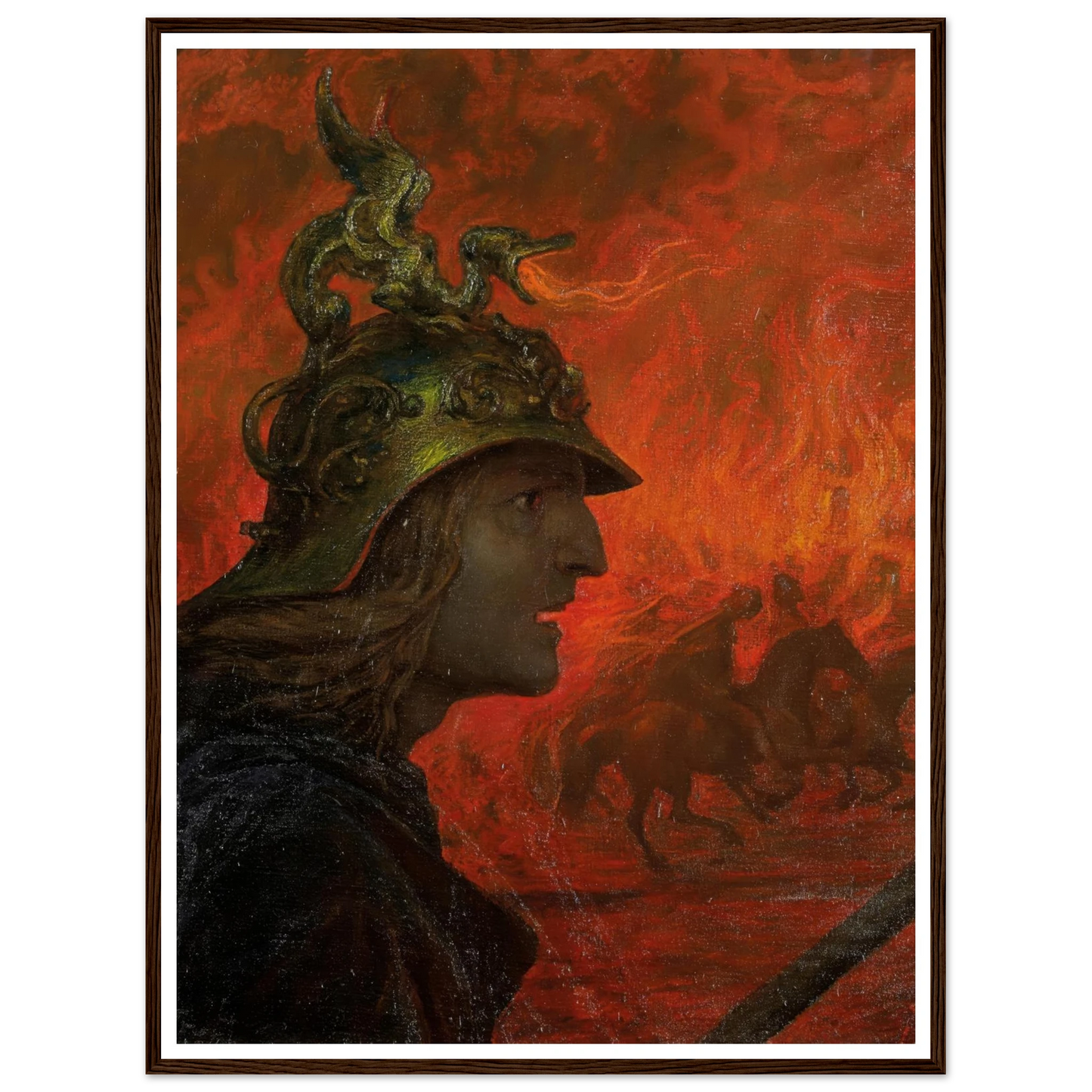 The War (1907) Art Print | Hans Thoma - Framed Poster - 30x40 cm / 12x16″ - Black frame