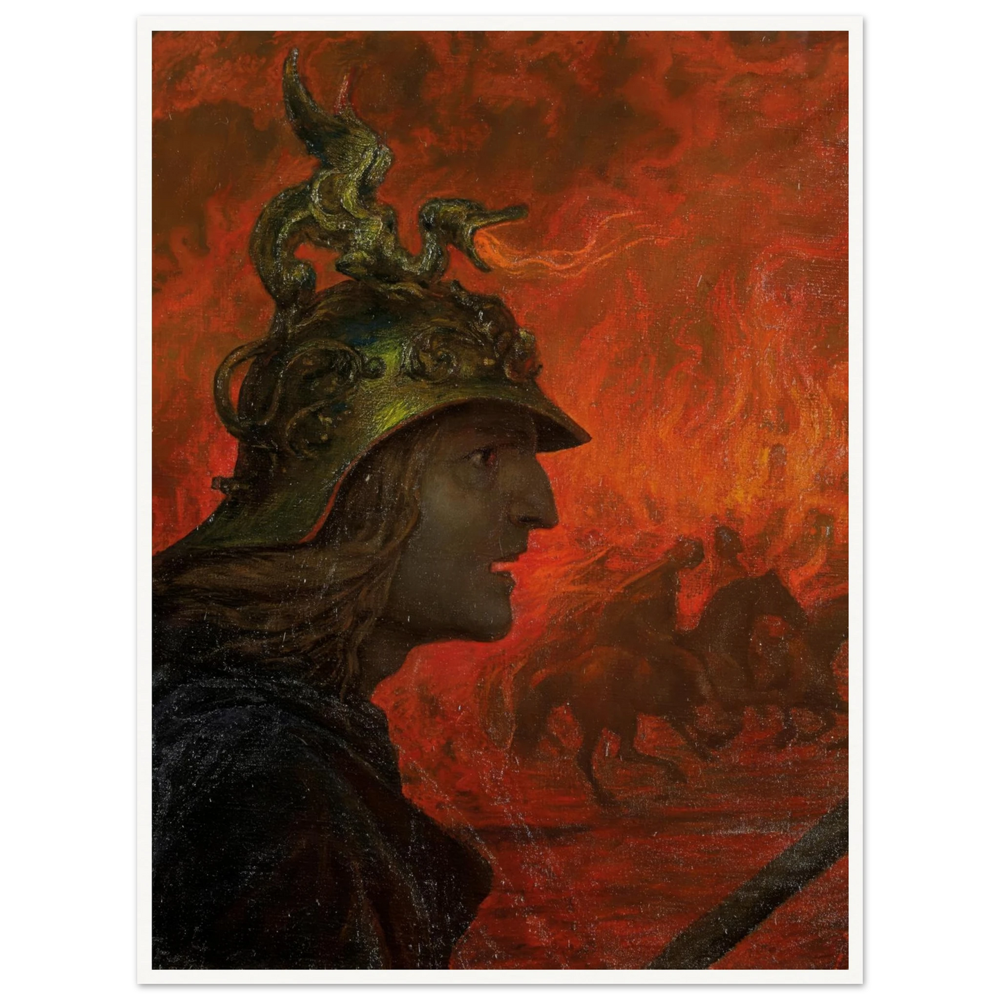 The War (1907) Art Print | Hans Thoma - Framed Poster - 30x40 cm / 12x16″ - Black frame