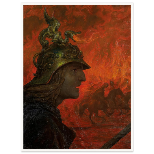 The War (1907) Art Print | Hans Thoma - Framed Poster - 30x40 cm / 12x16″ - Black frame