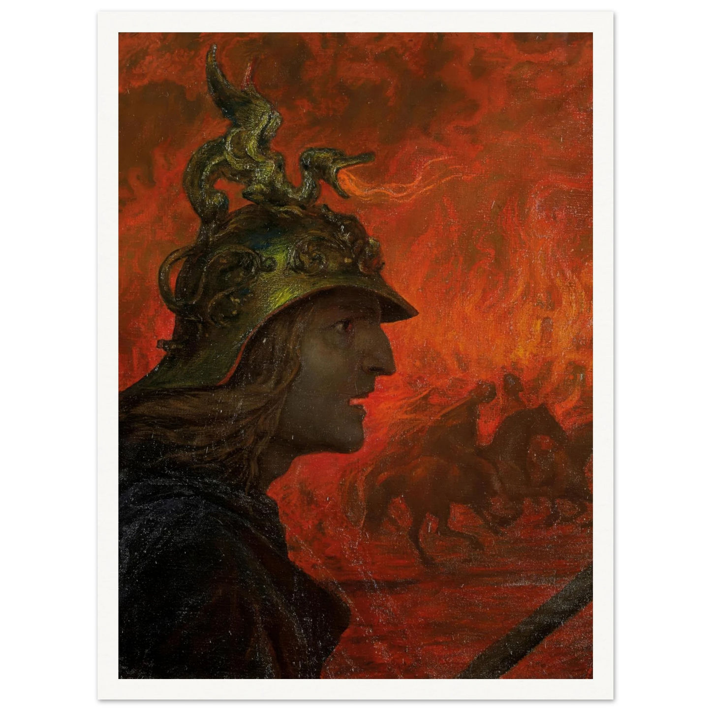 The War (1907) Art Print | Hans Thoma - Framed Poster - 30x40 cm / 12x16″ - Black frame