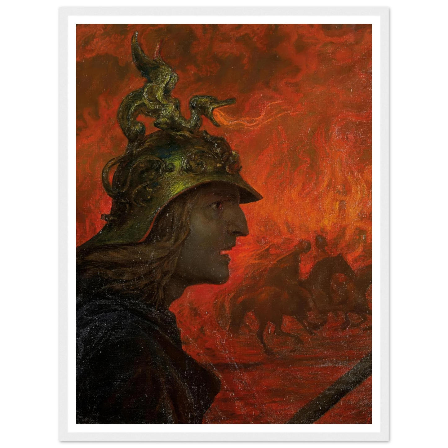 The War (1907) Art Print | Hans Thoma - Framed Poster - 30x40 cm / 12x16″ - Black frame