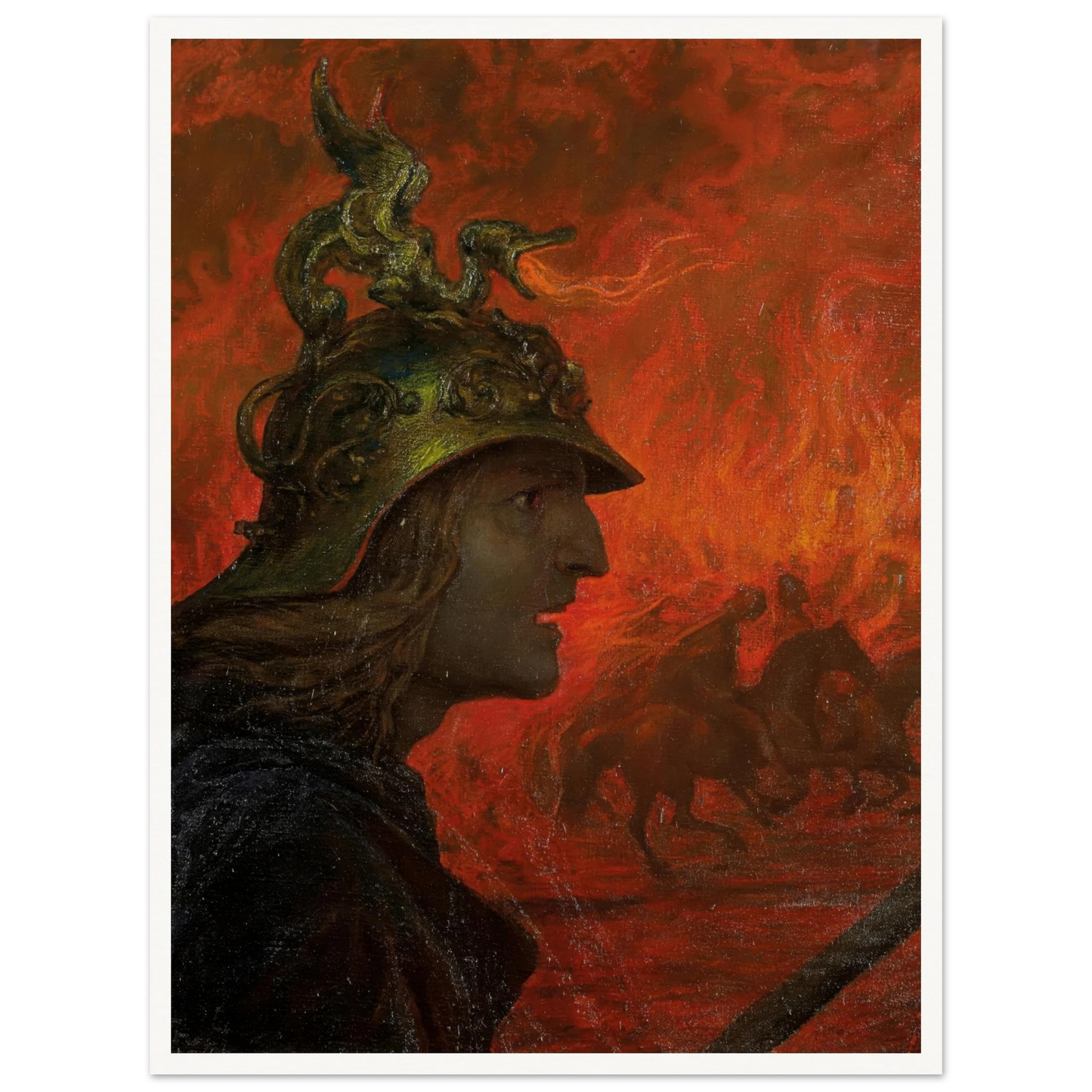 The War (1907) Art Print | Hans Thoma - Framed Poster - 30x40 cm / 12x16″ - Black frame