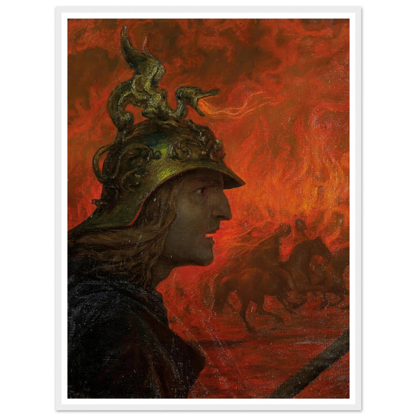 The War (1907) Art Print | Hans Thoma - Framed Poster - 30x40 cm / 12x16″ - Black frame