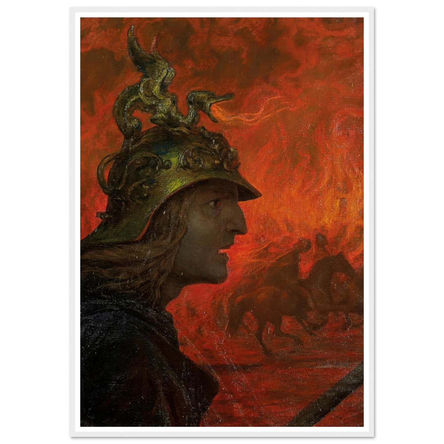 The War (1907) Art Print | Hans Thoma - Framed Poster - 30x40 cm / 12x16″ - Black frame