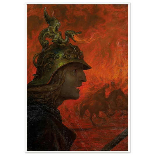 The War (1907) Art Print | Hans Thoma - Framed Poster - 30x40 cm / 12x16″ - Black frame