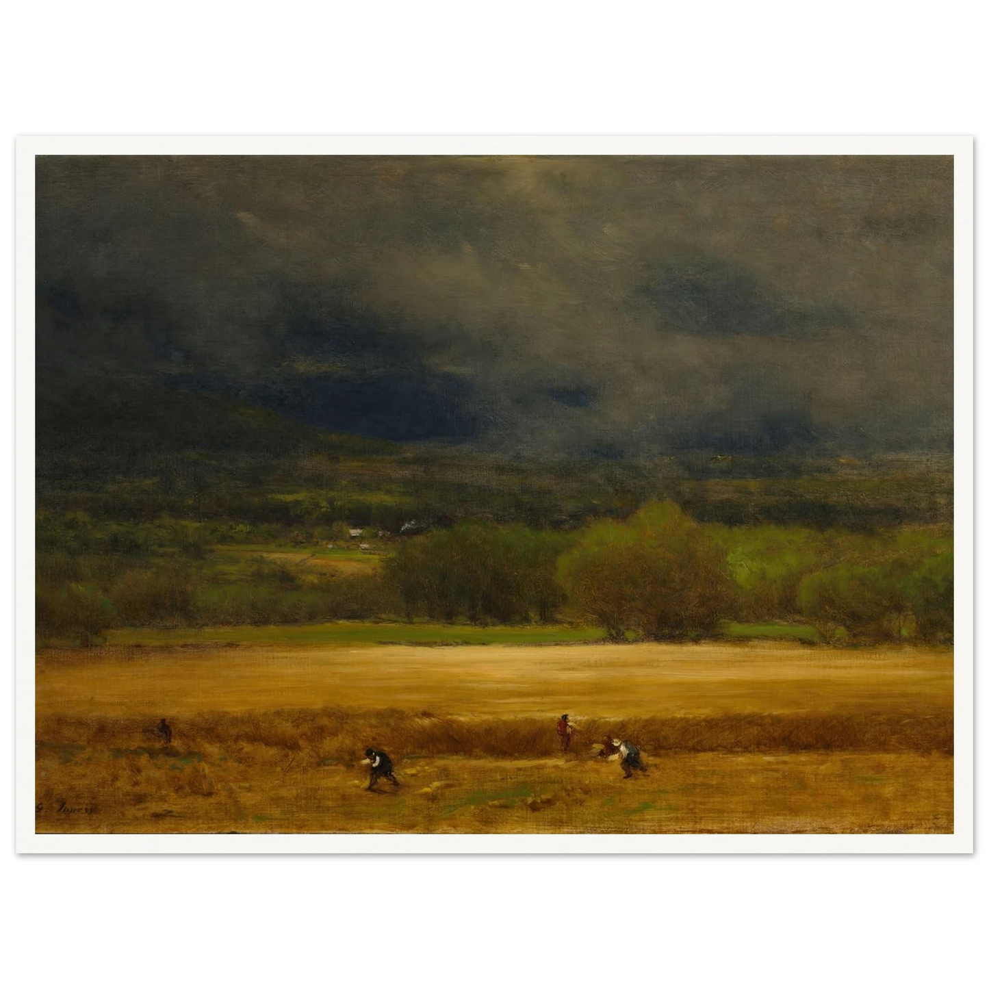 The Wheat Field (c. 1875–77) Art Print | George Inness - Framed Poster - 30x40 cm / 12x16″ - Black frame