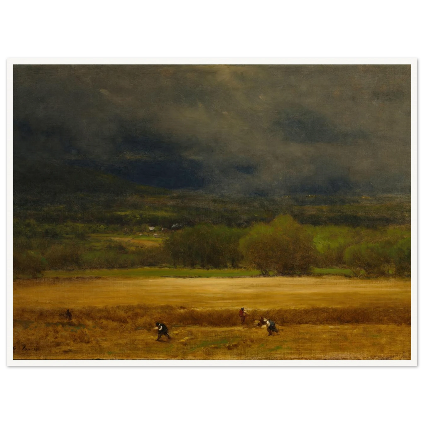 The Wheat Field (c. 1875–77) Art Print | George Inness - Framed Poster - 30x40 cm / 12x16″ - Black frame