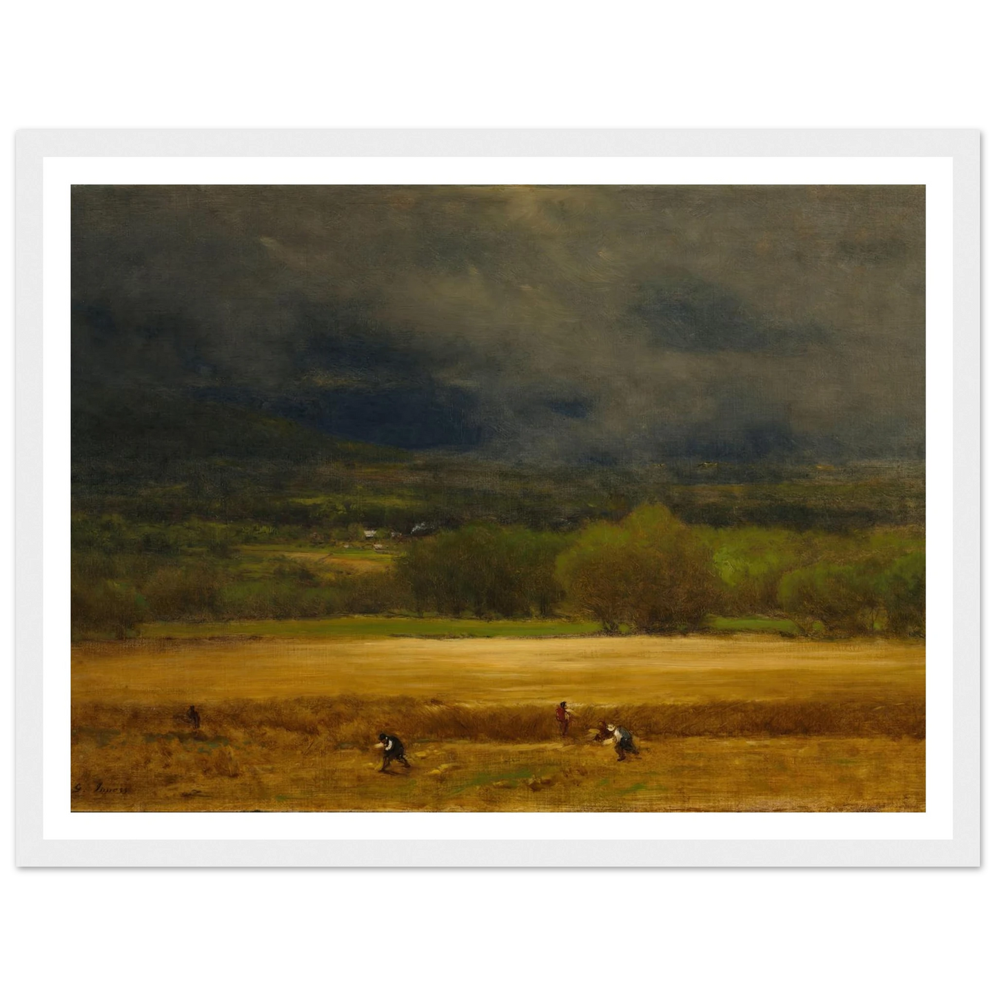 The Wheat Field (c. 1875–77) Art Print | George Inness - Framed Poster - 30x40 cm / 12x16″ - Black frame