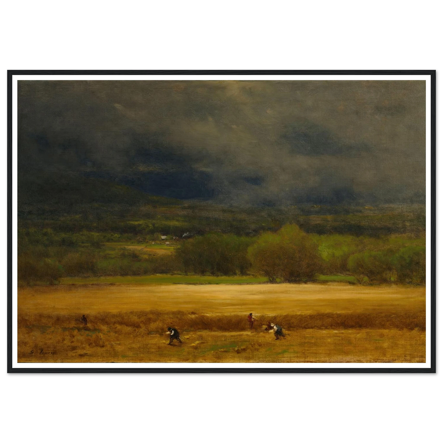 The Wheat Field (c. 1875–77) Art Print | George Inness - Framed Poster - 30x40 cm / 12x16″ - Black frame