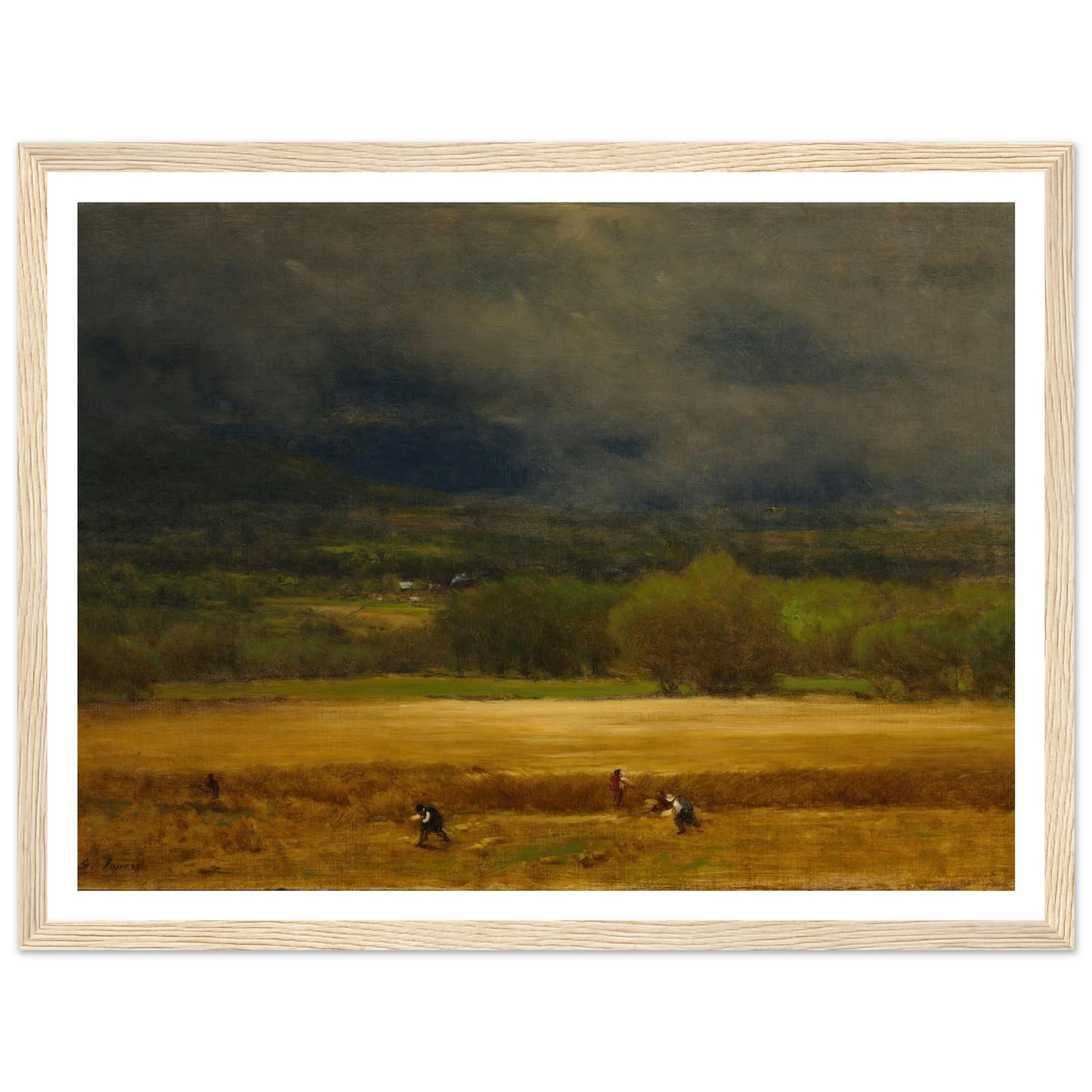 The Wheat Field (c. 1875–77) Art Print | George Inness - Framed Poster - 30x40 cm / 12x16″ - Black frame