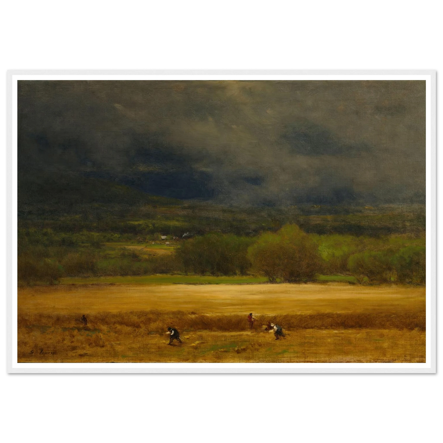 The Wheat Field (c. 1875–77) Art Print | George Inness - Framed Poster - 30x40 cm / 12x16″ - Black frame