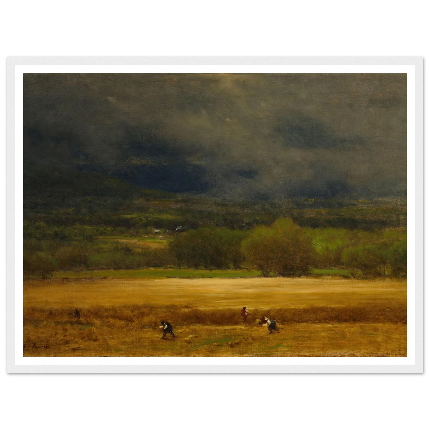 The Wheat Field (c. 1875–77) Art Print | George Inness - Framed Poster - 30x40 cm / 12x16″ - Black frame