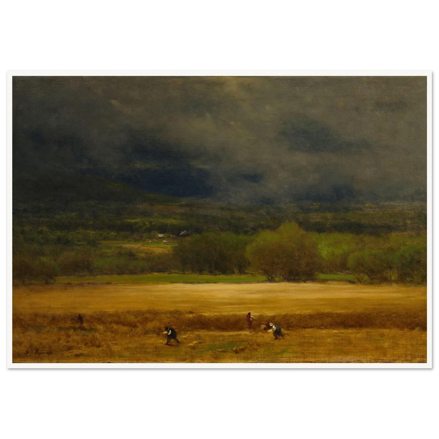 The Wheat Field (c. 1875–77) Art Print | George Inness - Framed Poster - 30x40 cm / 12x16″ - Black frame