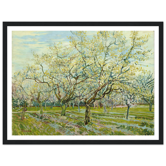 The white orchard (1888) Art Print | Vincent van Gogh - Framed Poster - 30x40 cm / 12x16″ - Black frame