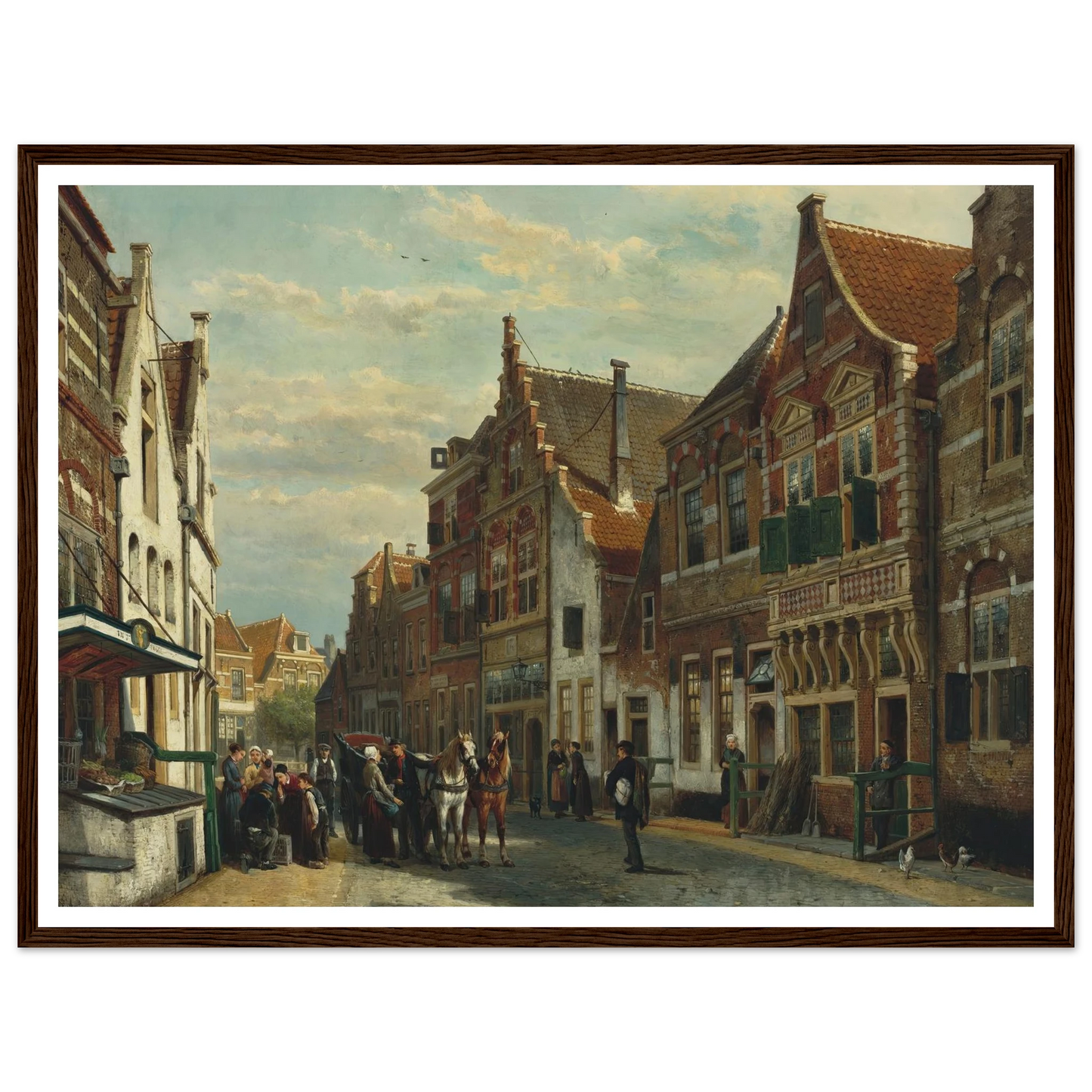 The Wijdstraat, Oudewater, in summer (1878) Art Print | Cornelis Springer - Framed Poster - 30x40 cm / 12x16″ - Black frame