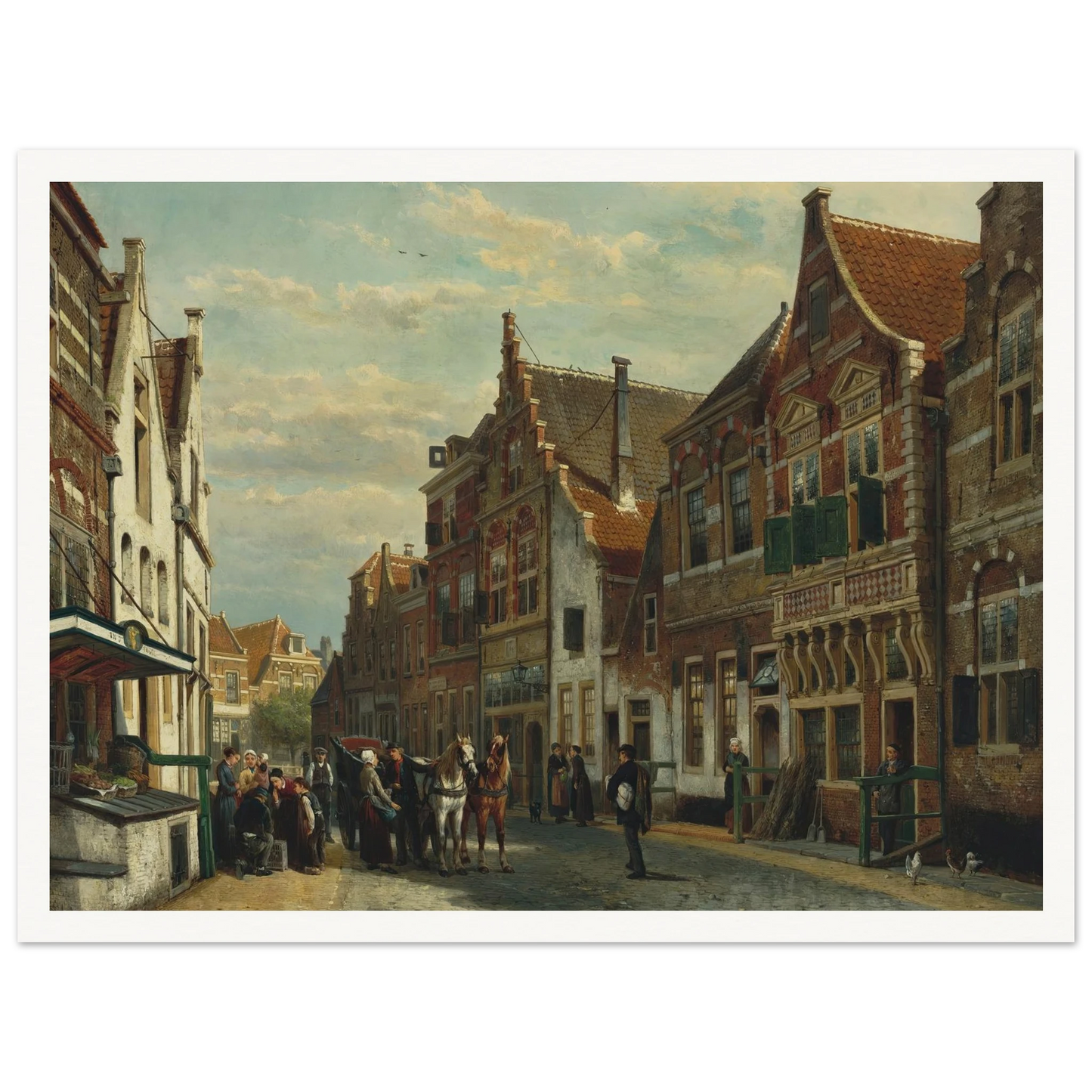 The Wijdstraat, Oudewater, in summer (1878) Art Print | Cornelis Springer - Framed Poster - 30x40 cm / 12x16″ - Black frame