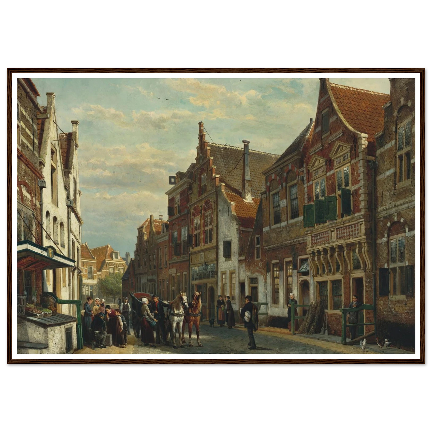 The Wijdstraat, Oudewater, in summer (1878) Art Print | Cornelis Springer - Framed Poster - 30x40 cm / 12x16″ - Black frame