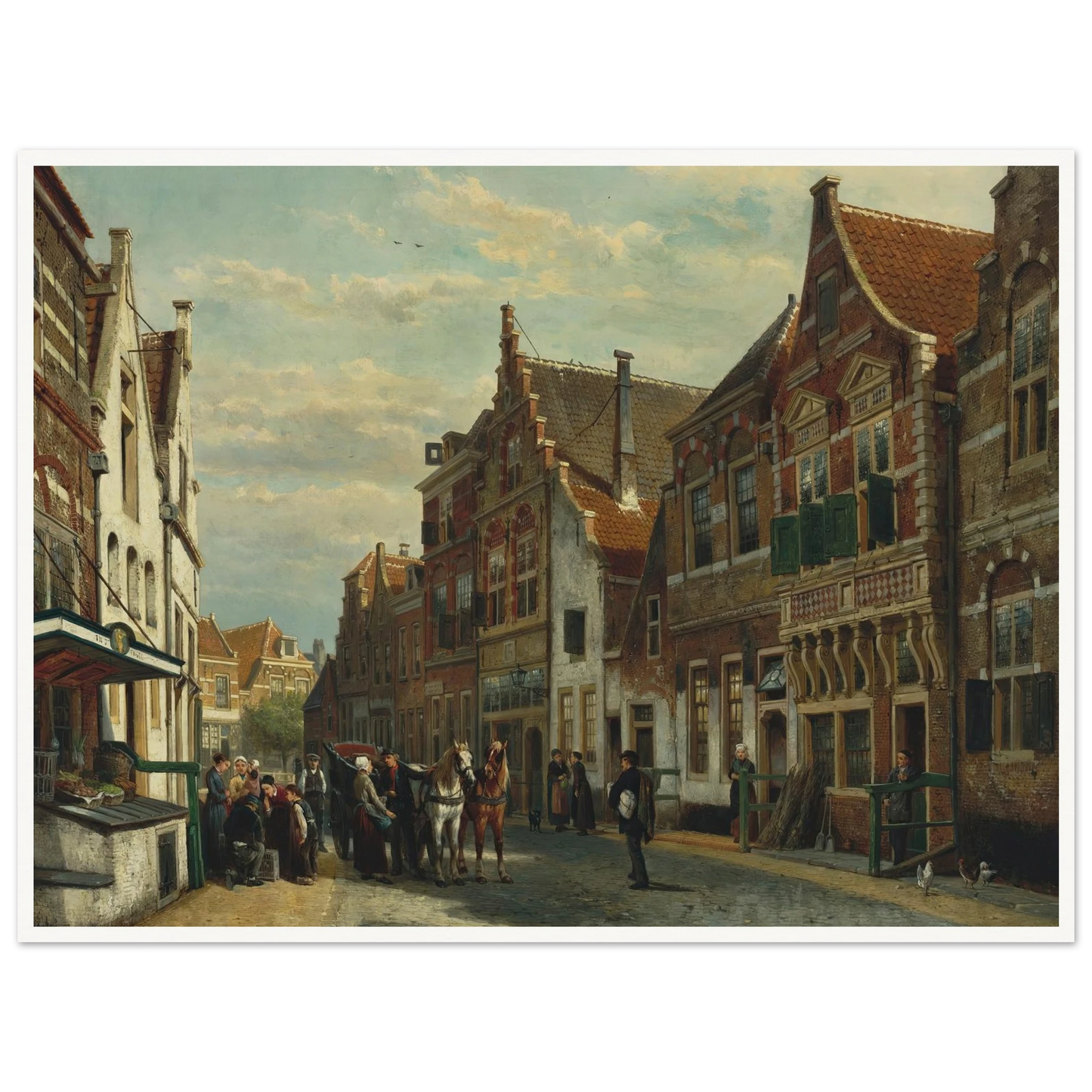 The Wijdstraat, Oudewater, in summer (1878) Art Print | Cornelis Springer - Framed Poster - 30x40 cm / 12x16″ - Black frame