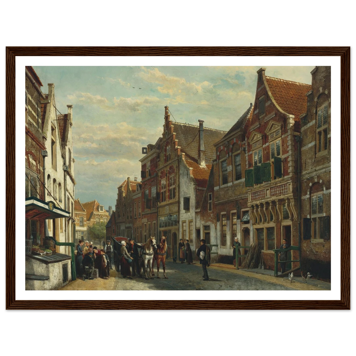 The Wijdstraat, Oudewater, in summer (1878) Art Print | Cornelis Springer - Framed Poster - 30x40 cm / 12x16″ - Black frame