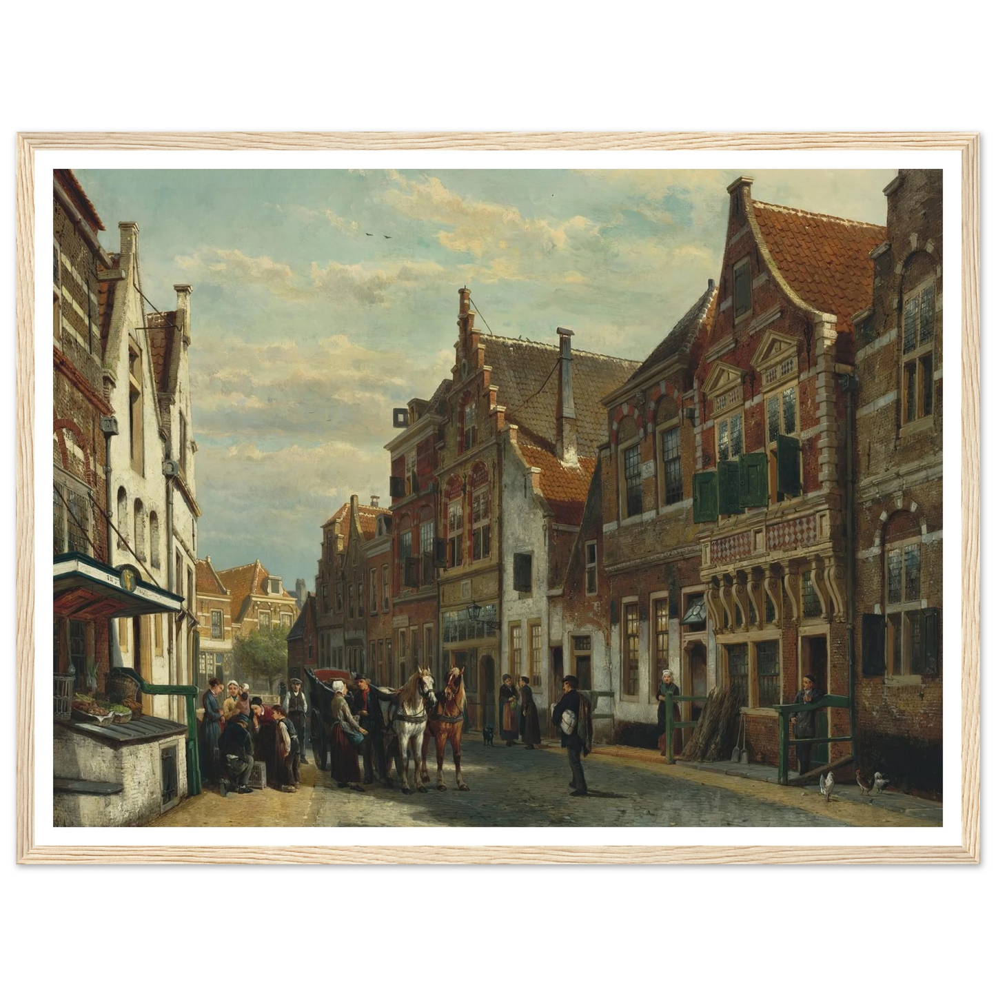 The Wijdstraat, Oudewater, in summer (1878) Art Print | Cornelis Springer - Framed Poster - 30x40 cm / 12x16″ - Black frame